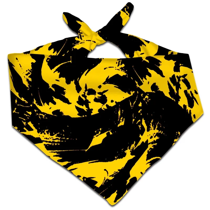 Black and Yellow Paint Splatter Bandana sold by iEDM