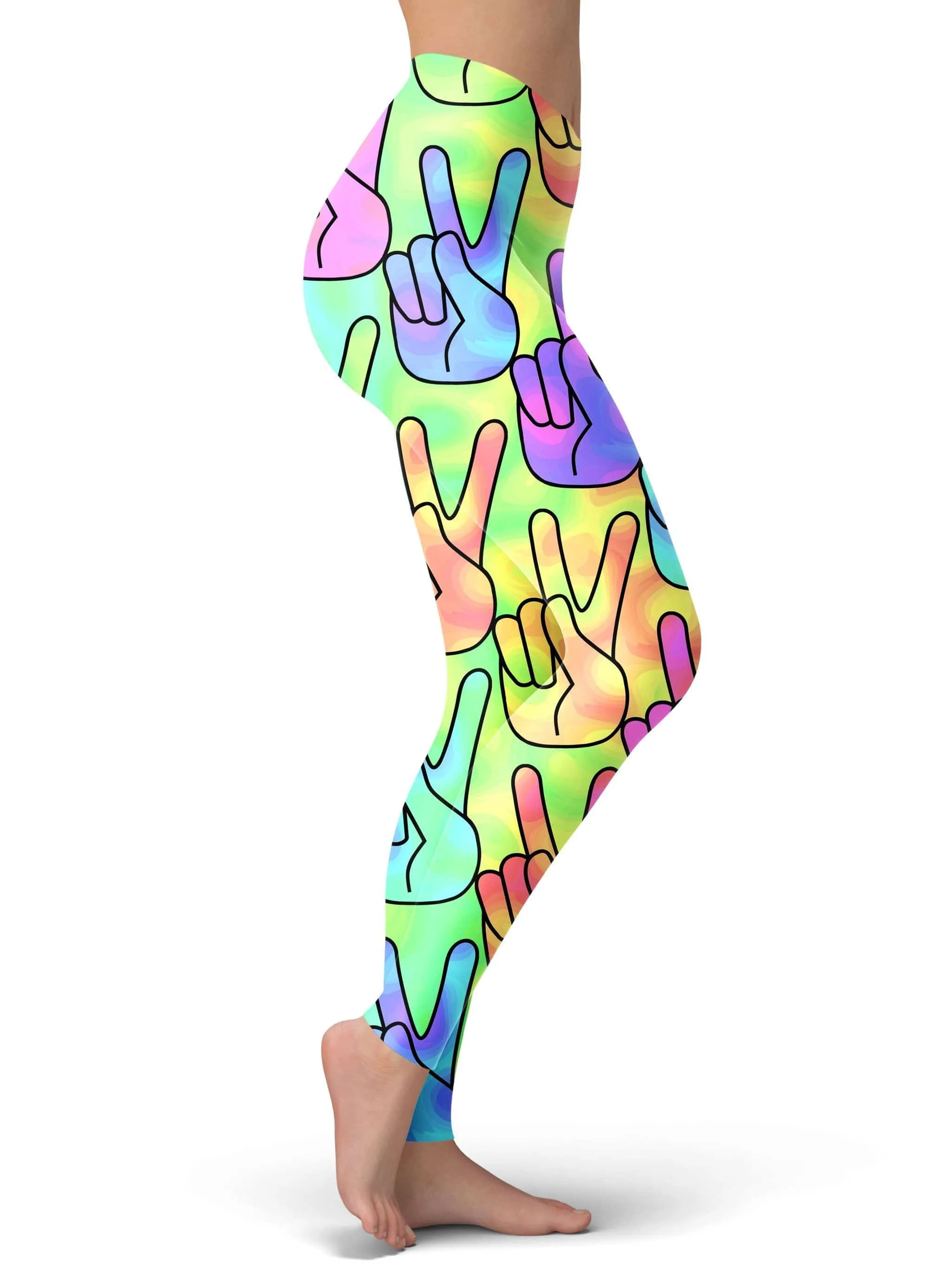 Trippy Peace Signs Leggings sold by iEDM product image thumbnail 2