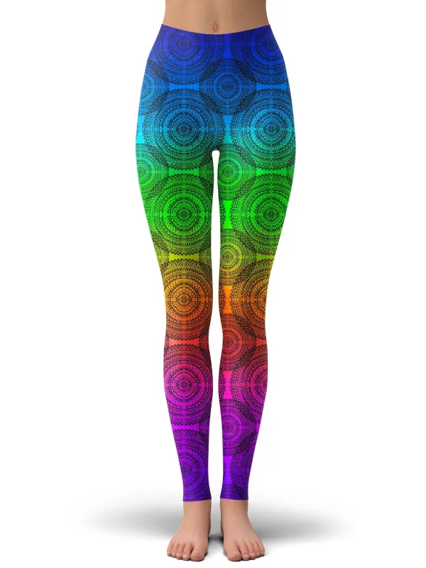 Rainbow Mandala Leggings sold by iEDM