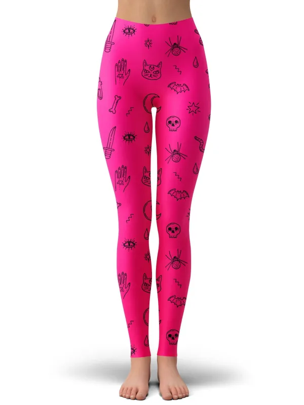 Pink Pattern Leggings sold by iEDM