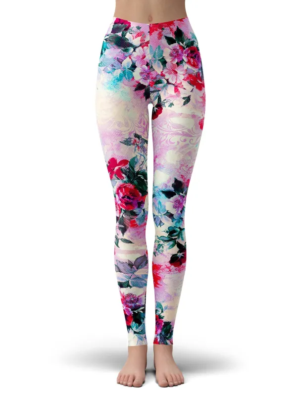 Pink Floral Leggings sold by iEDM