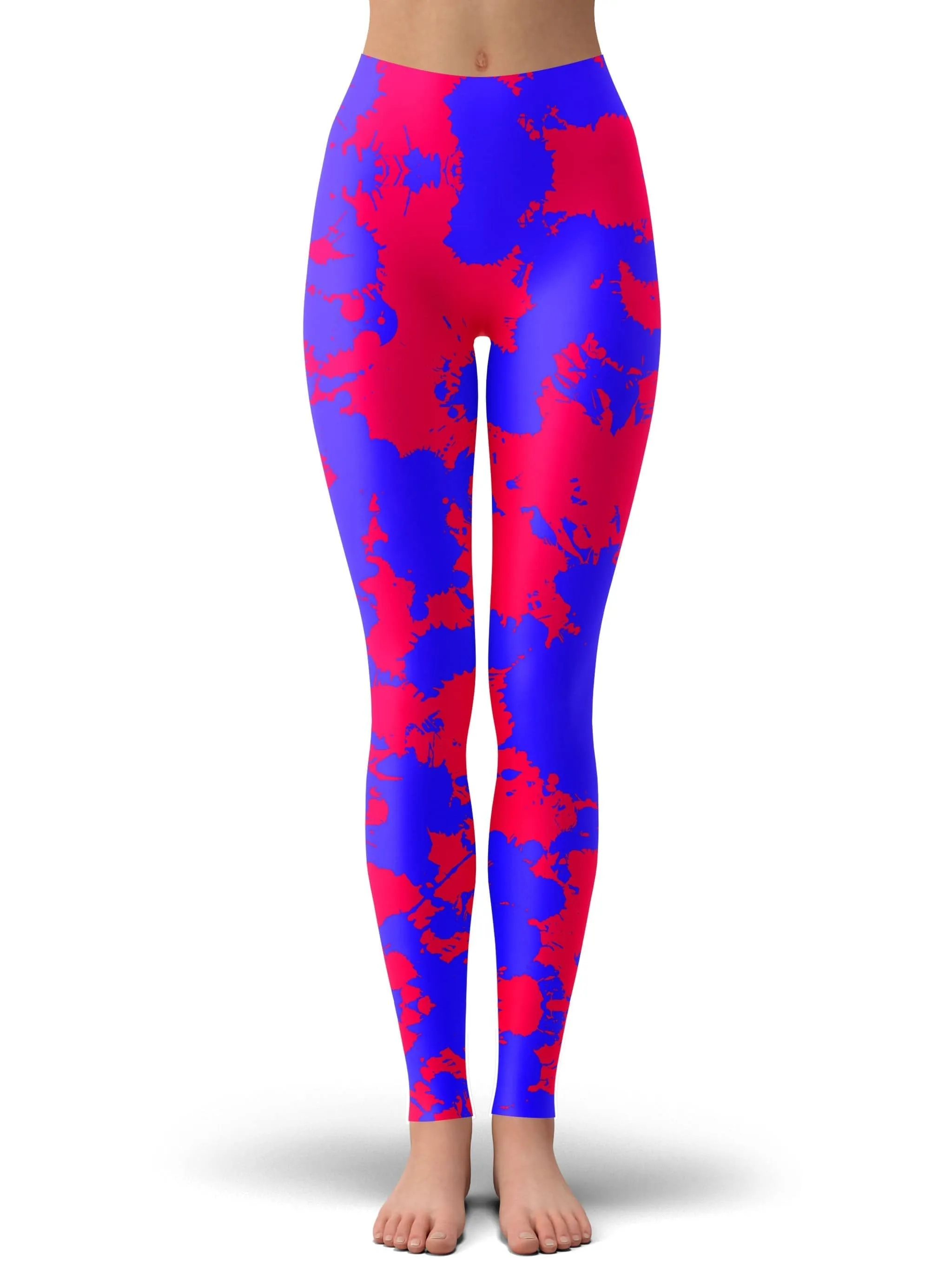 Pink and Violet Paint Splatter Leggings sold by iEDM