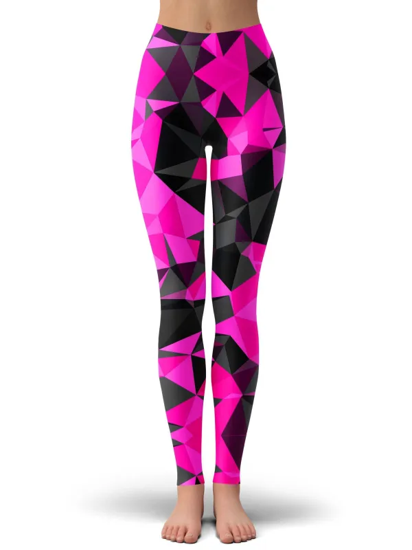 Pink and Black Geo Leggings sold by iEDM