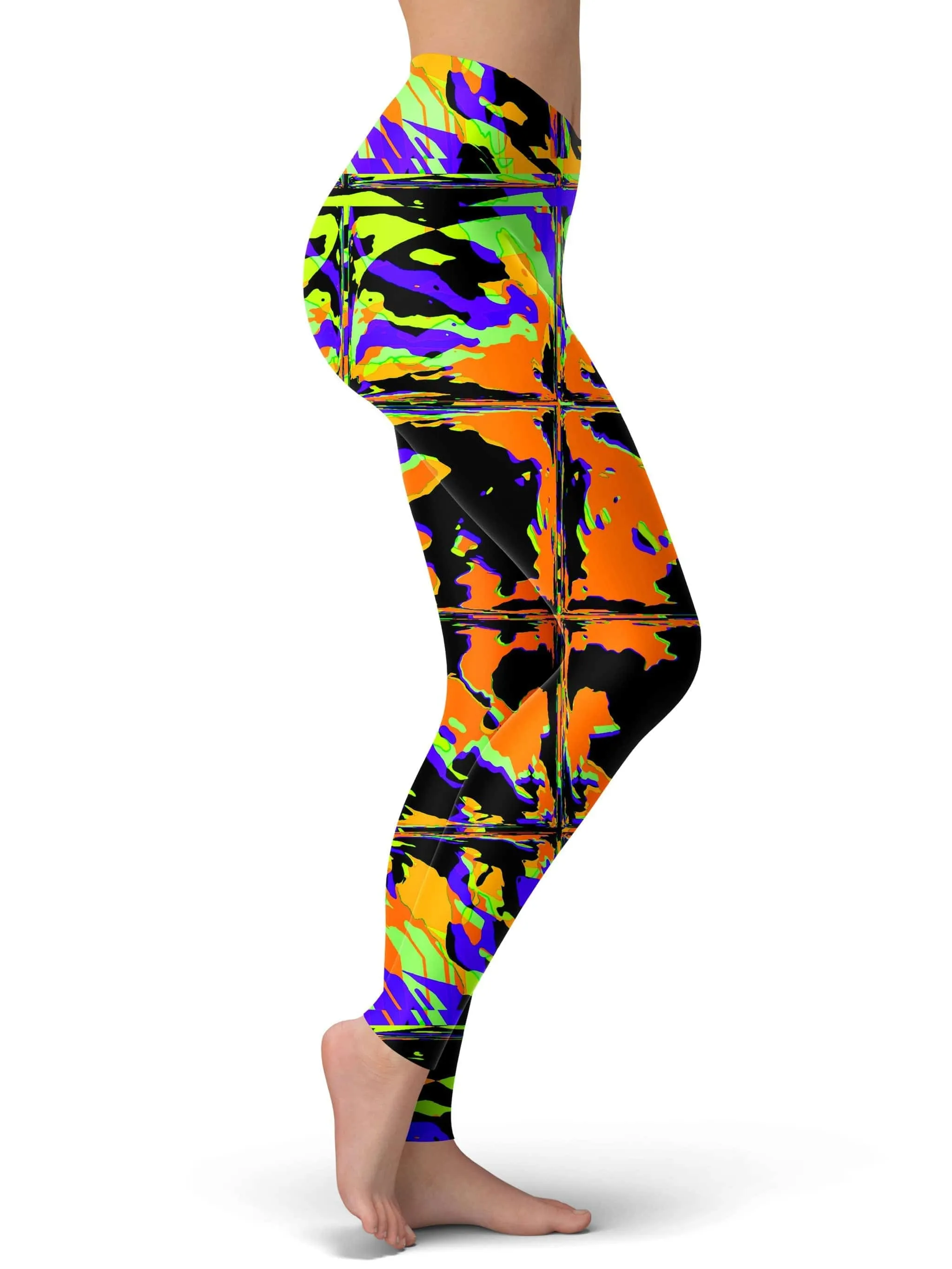 Orange Violet Rave Glitch Leggings sold by iEDM product image thumbnail 2
