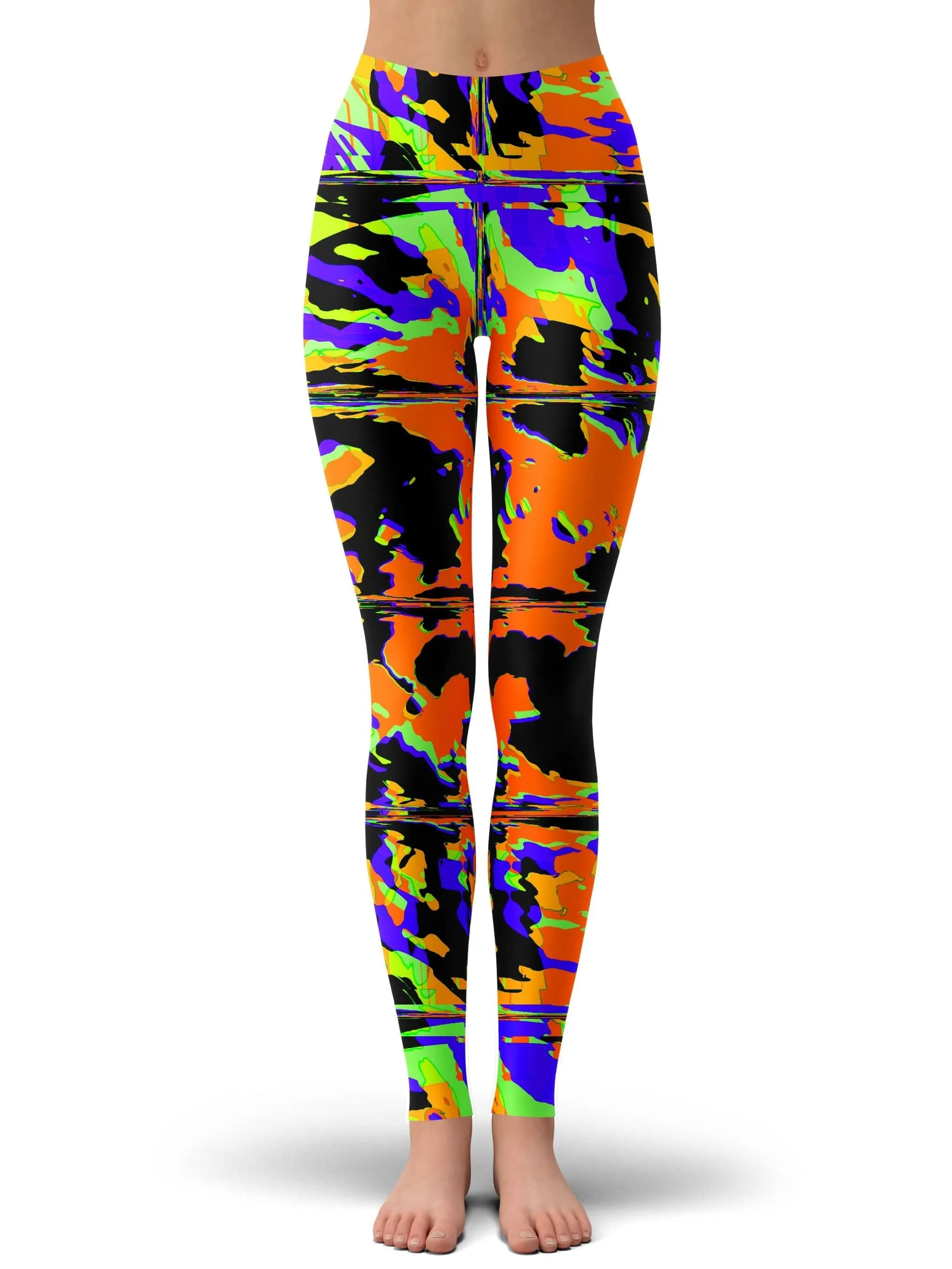 Orange Violet Rave Glitch Leggings sold by iEDM