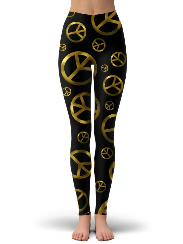 Peace Sign Gold Leggings sold by iEDM