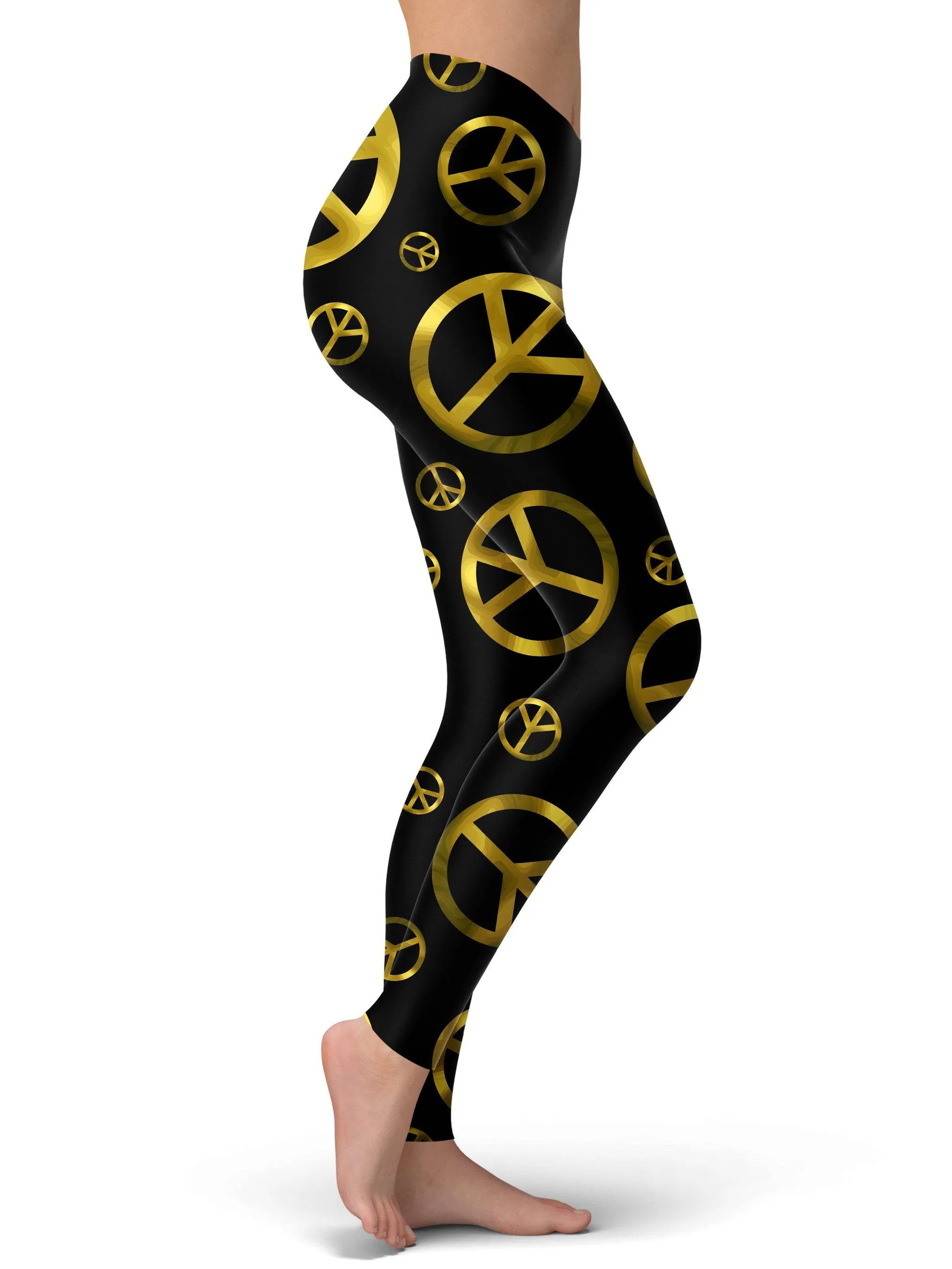 Peace Sign Gold Leggings sold by iEDM product image thumbnail 2