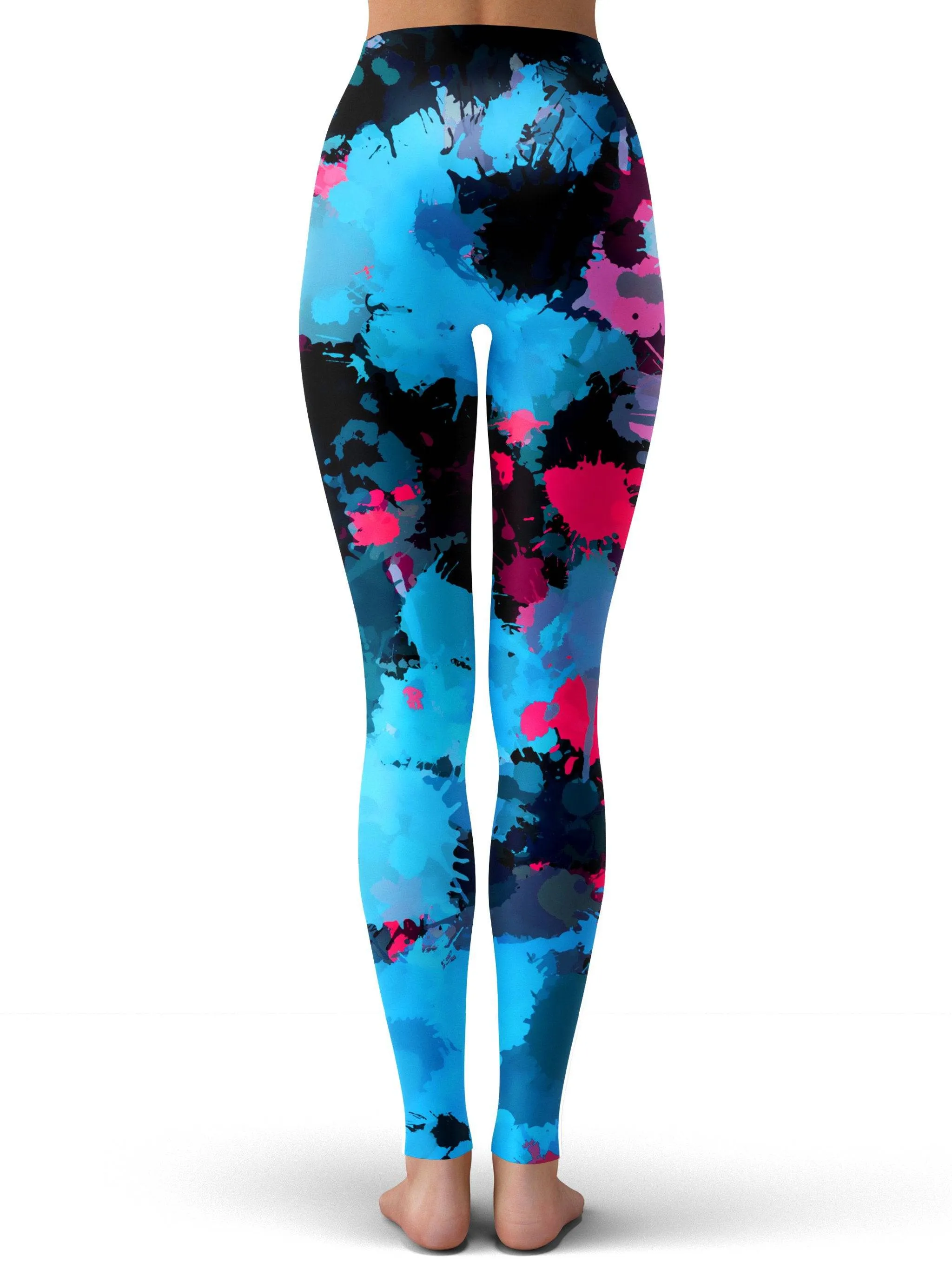 Pink and Blue Paint Splatter Leggings sold by iEDM product image thumbnail 3