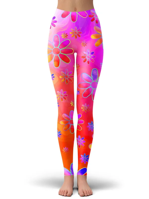 Hippie Trippy Flowers Leggings sold by iEDM