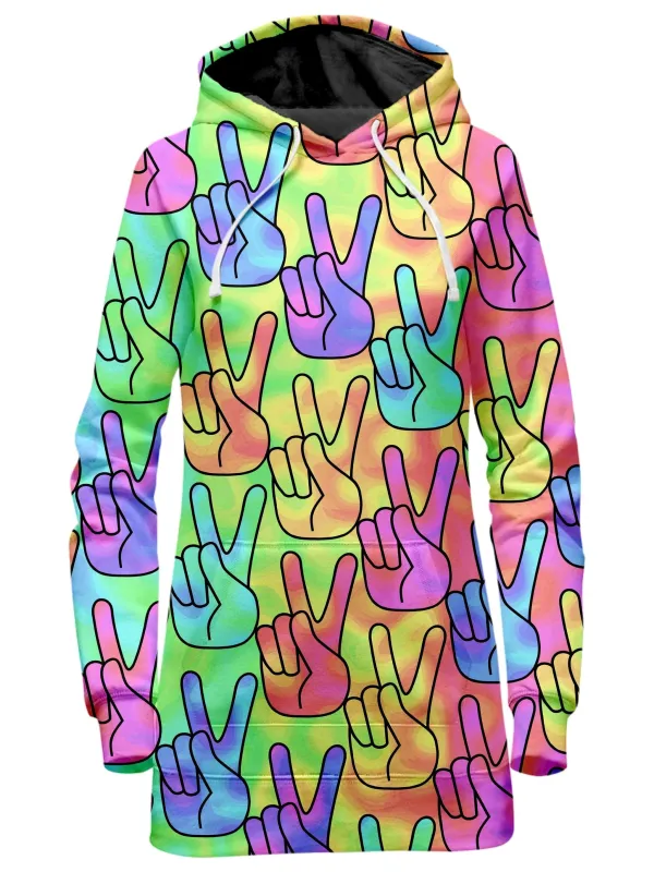 Trippy Peace Signs Hoodie Dress sold by iEDM