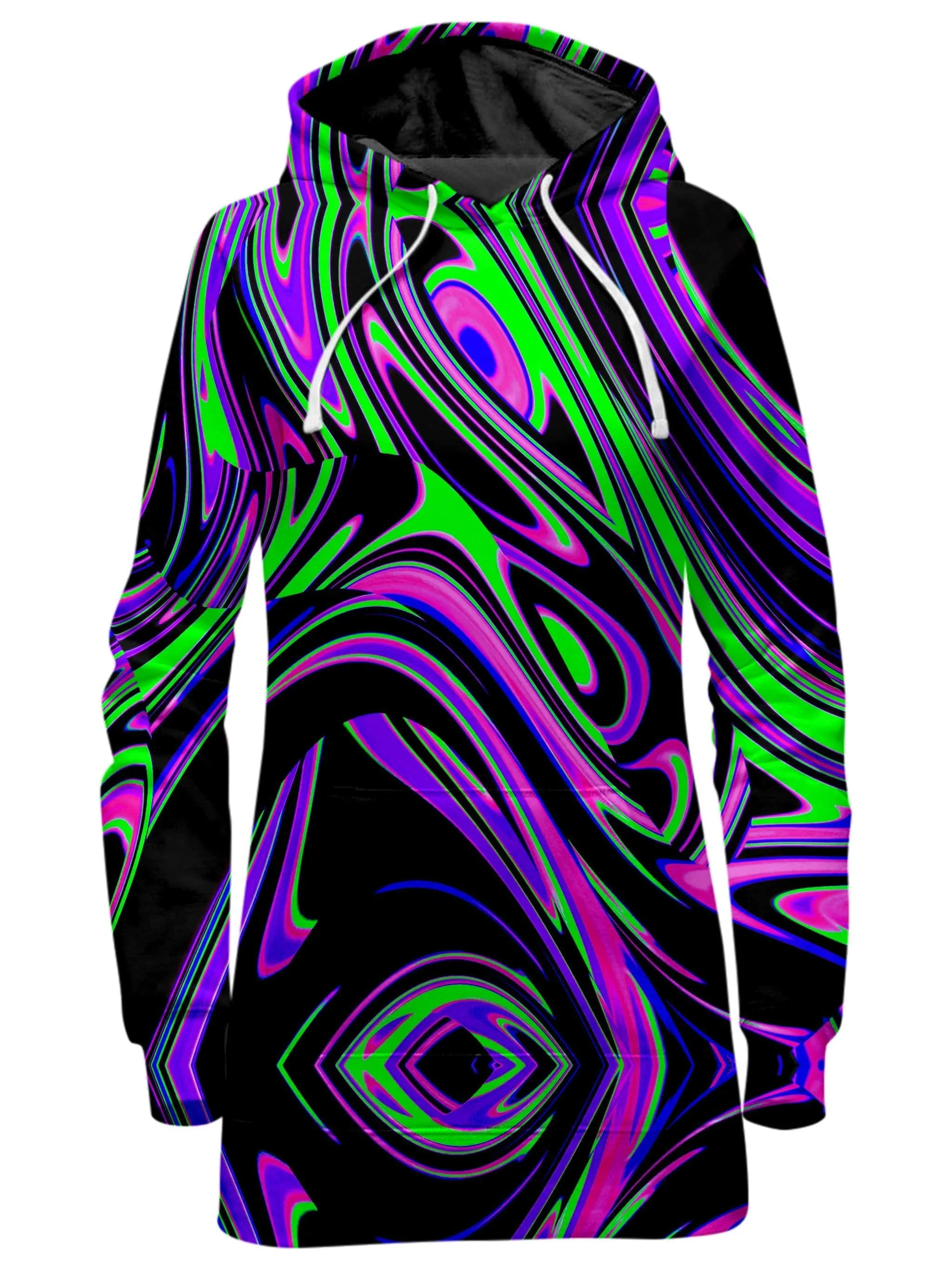 Violet and Lime Blackout Drip Hoodie Dress sold by iEDM