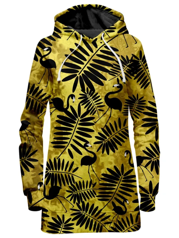 Tropical Black Flamingos Hoodie Dress sold by iEDM