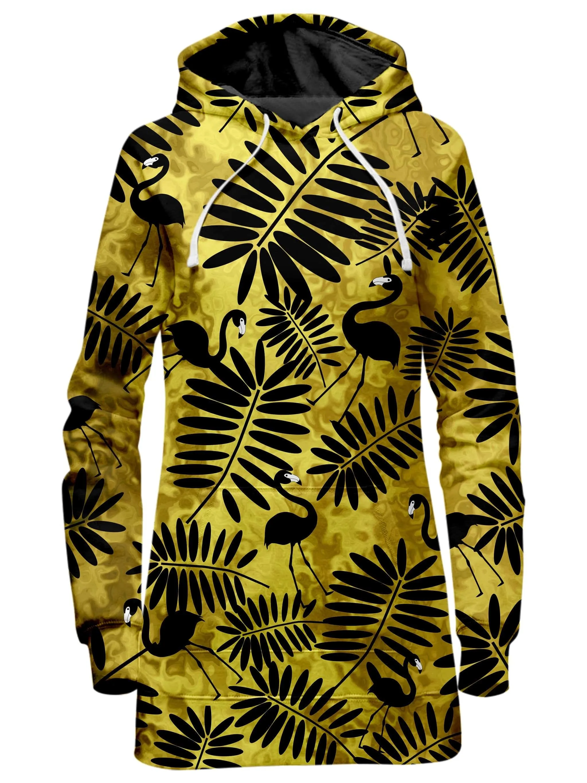 Tropical Black Flamingos Hoodie Dress sold by iEDM