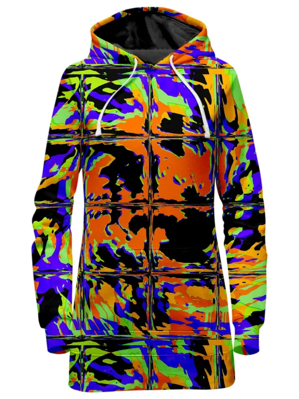 Orange Violet Rave Glitch Hoodie Dress sold by iEDM