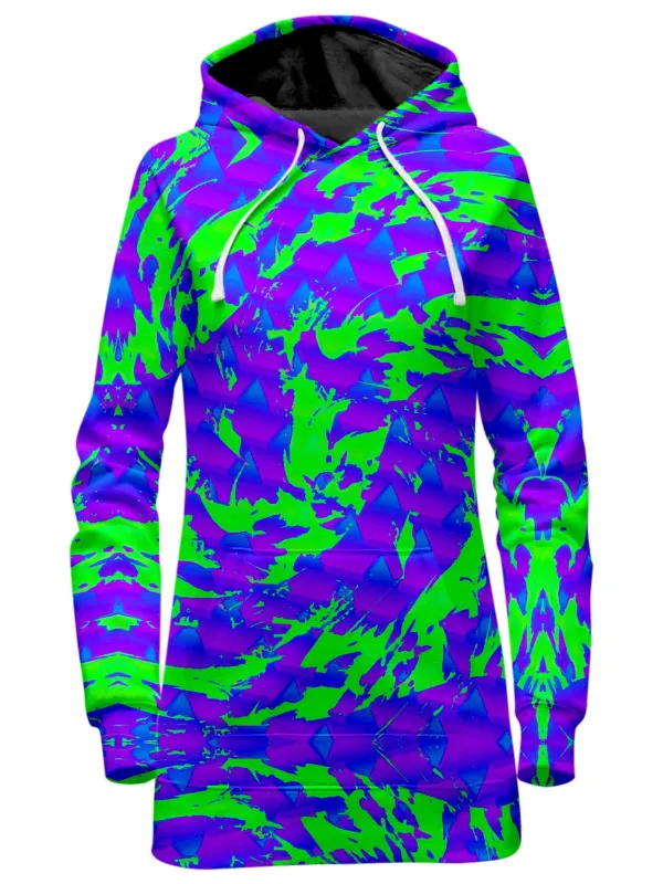Green and Purple Hypno Splatter Hoodie Dress sold by iEDM