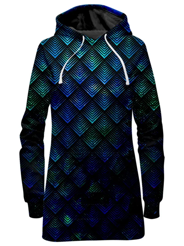Galactic Dragon Scale Teal Hoodie Dress sold by iEDM