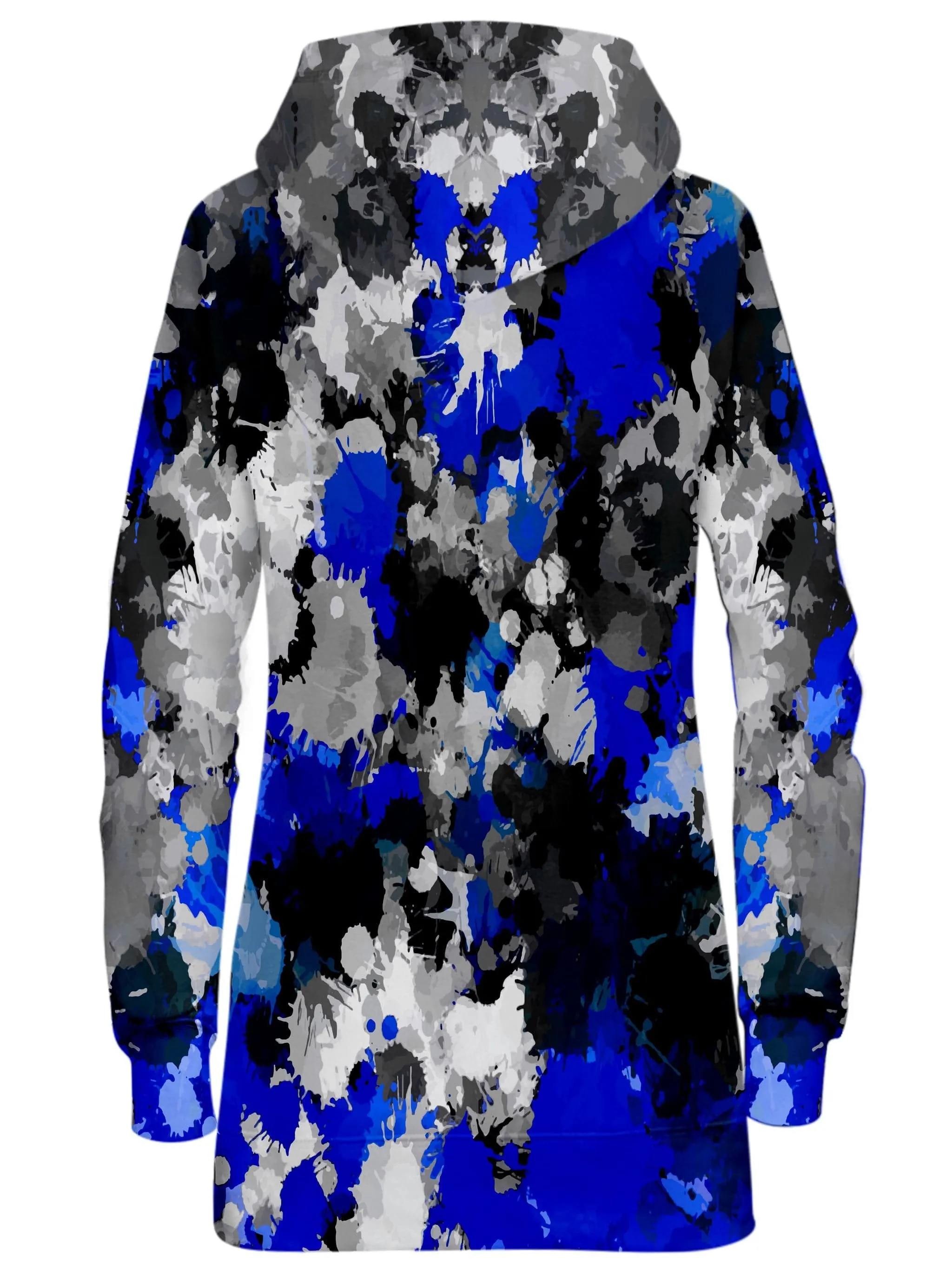 Blue and Grey Paint Splatter Hoodie Dress sold by iEDM product image thumbnail 2