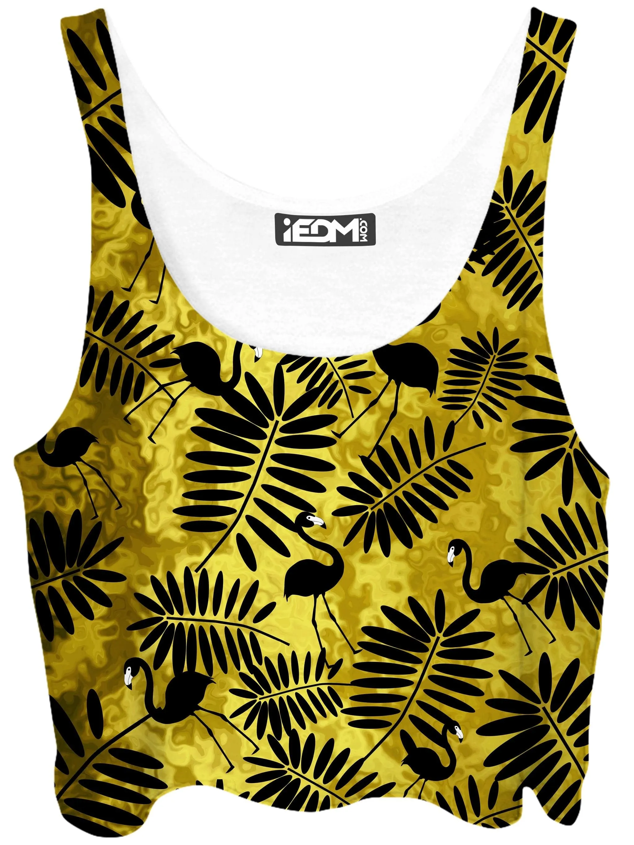 Tropical Black Flamingos Crop Top sold by iEDM