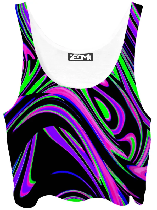 Violet and Lime Blackout Drip Crop Top sold by iEDM