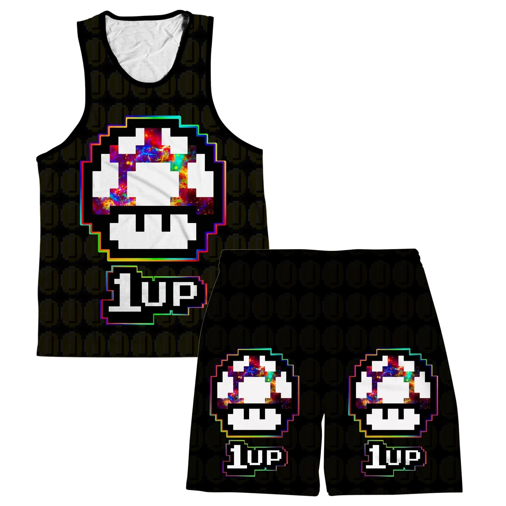 Level Up Mushroom Men's Tank and Shorts Combo sold by iEDM