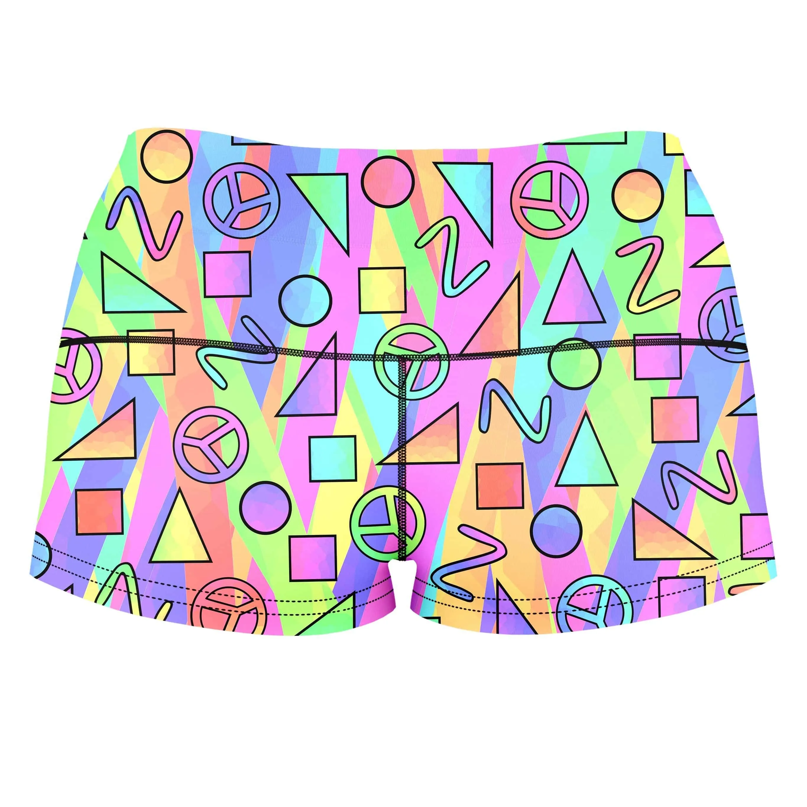 Trippy Retro Peace Signs High-Waisted Women's Shorts sold by iEDM product image thumbnail 2