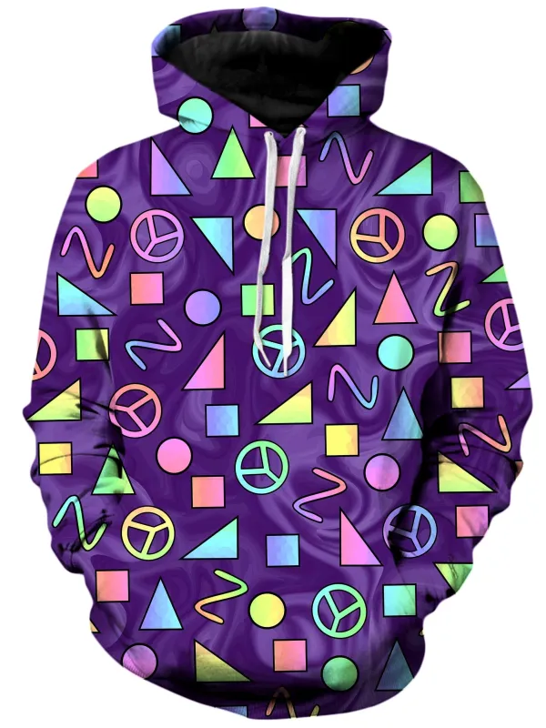 Retro Shapes Peace Symbols Purple Unisex Hoodie sold by iEDM