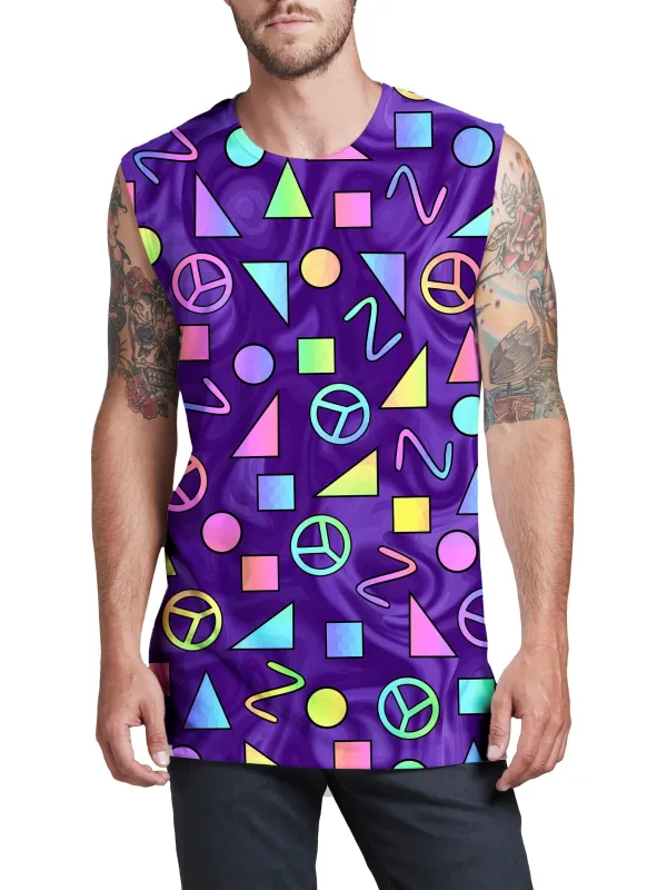 Retro Shapes Peace Symbols Purple Men's Muscle Tank sold by iEDM