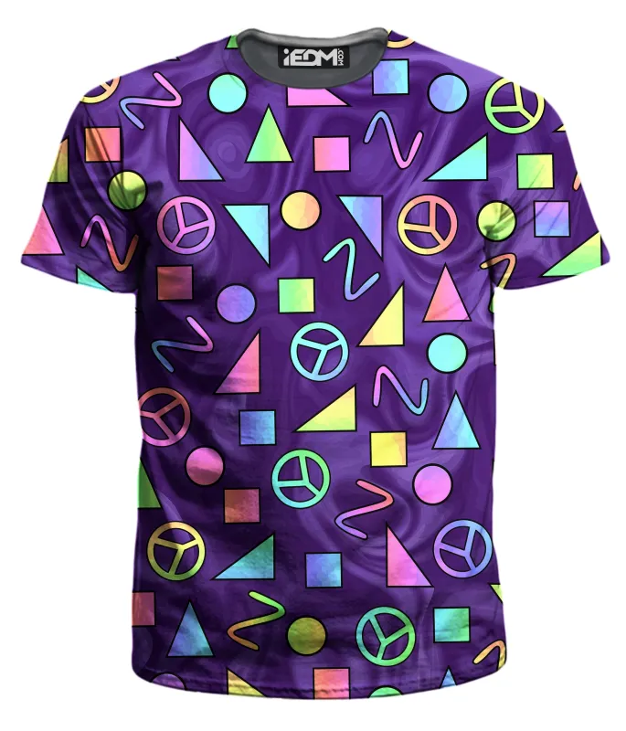 Retro Shapes Peace Symbols Purple Men's T-Shirt sold by iEDM