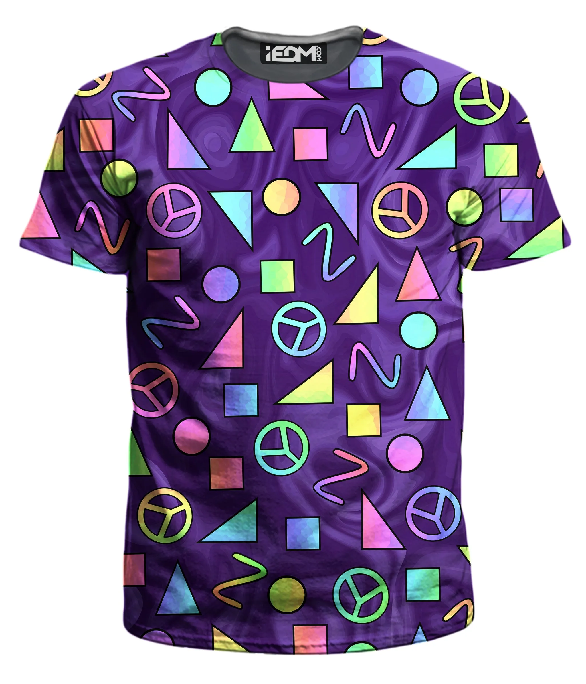 Retro Shapes Peace Symbols Purple Men's T-Shirt sold by iEDM
