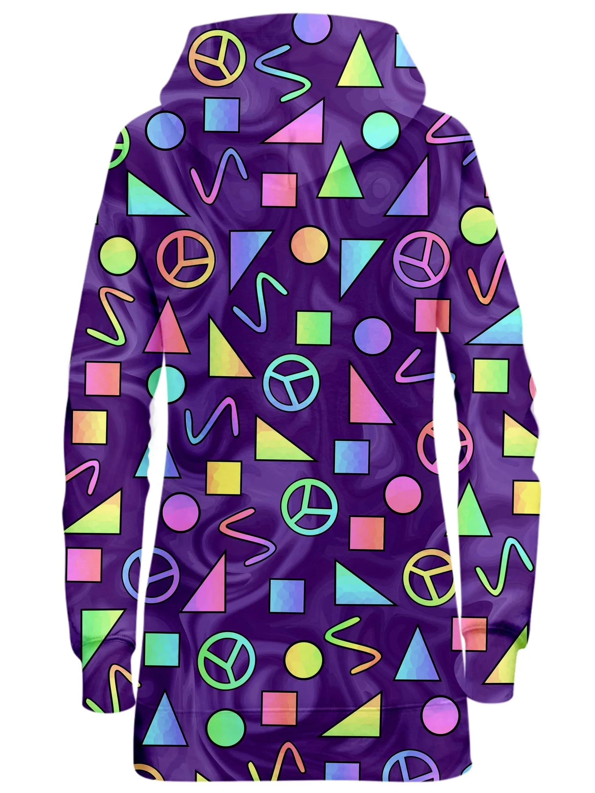 Retro Shapes Peace Symbols Purple Hoodie Dress sold by iEDM product image thumbnail 2