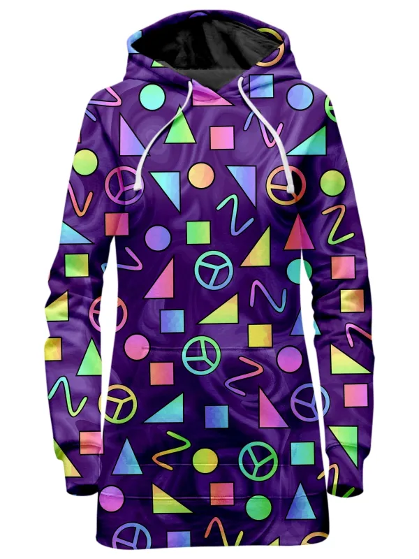 Retro Shapes Peace Symbols Purple Hoodie Dress sold by iEDM
