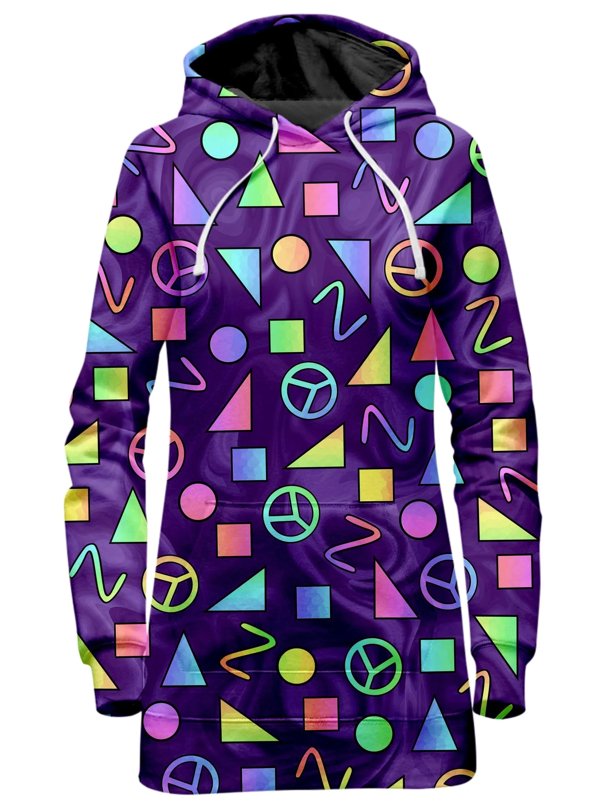 Retro Shapes Peace Symbols Purple Hoodie Dress sold by iEDM