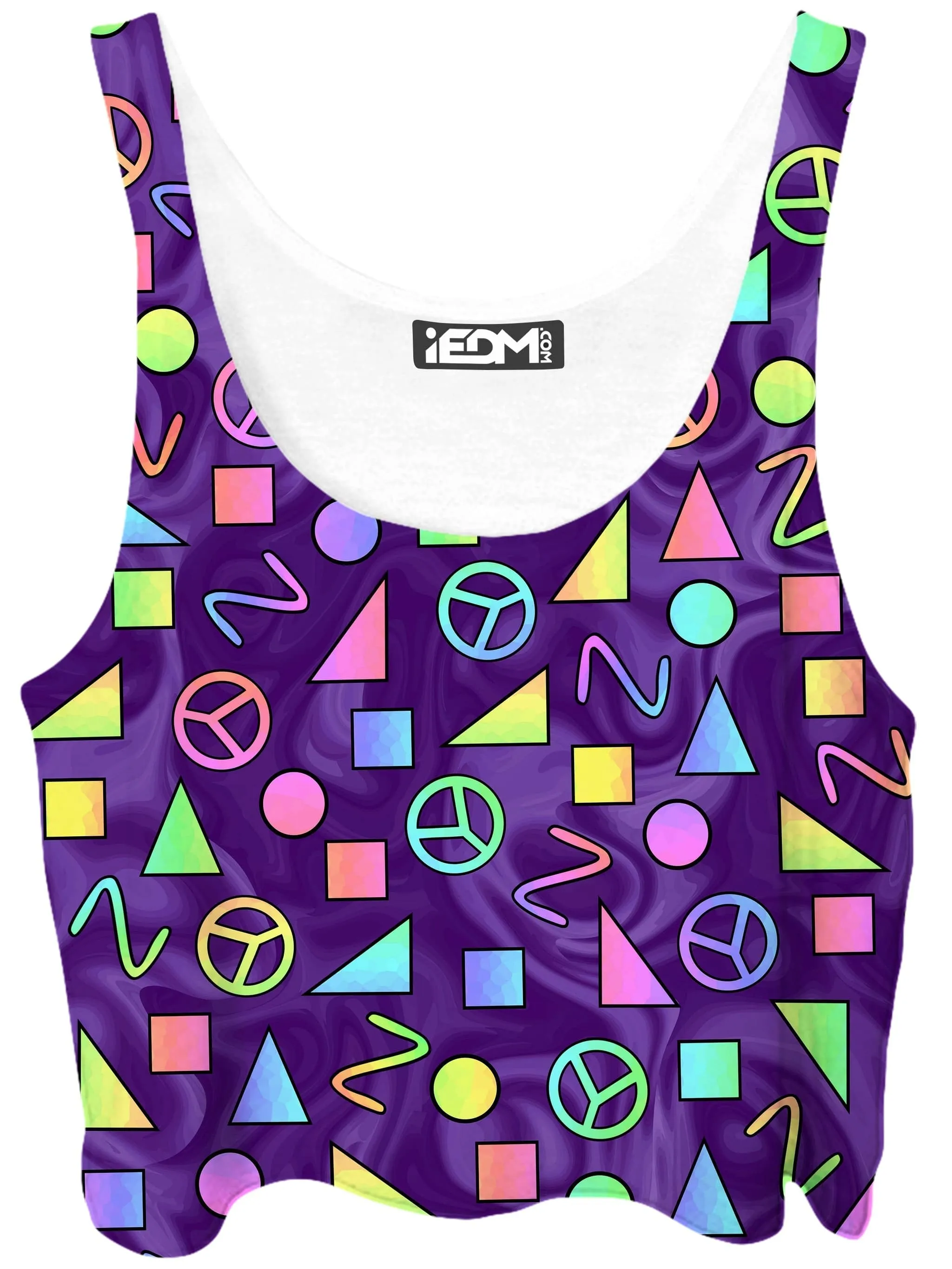 Retro Shapes Peace Symbols Purple Crop Top sold by iEDM