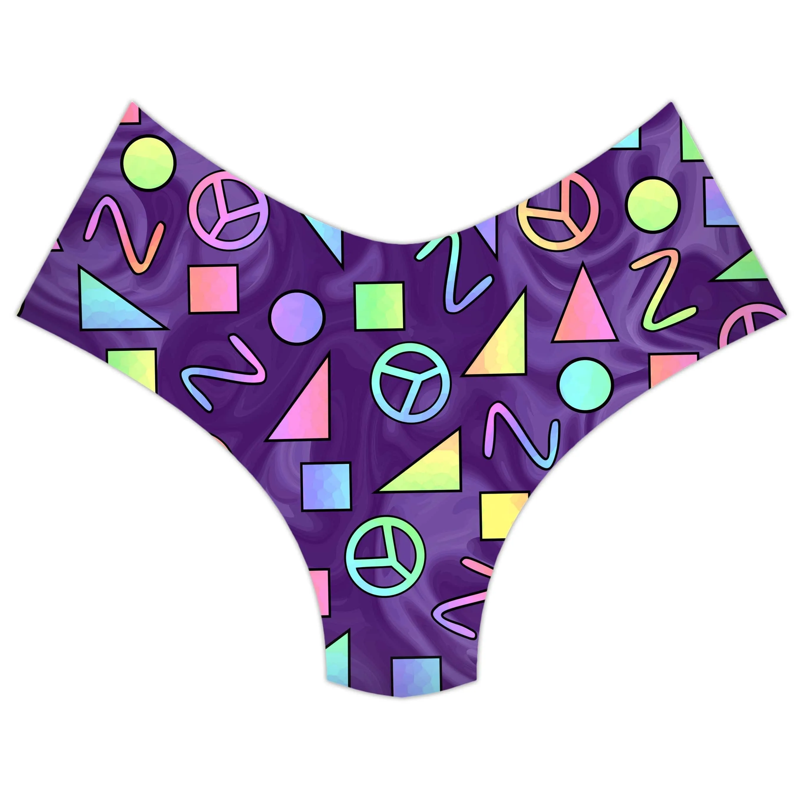 Retro Shapes Peace Symbols Purple Booty Shorts sold by iEDM product image thumbnail 3