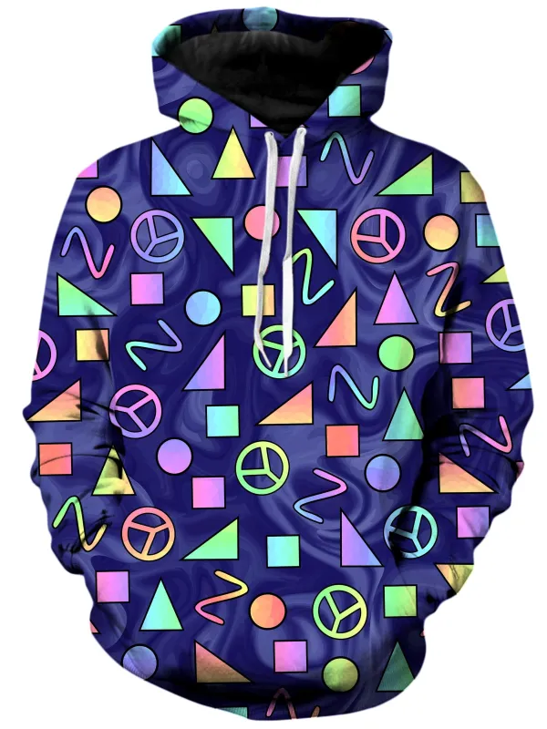 Retro Shapes Peace Symbols Blue Unisex Hoodie sold by iEDM
