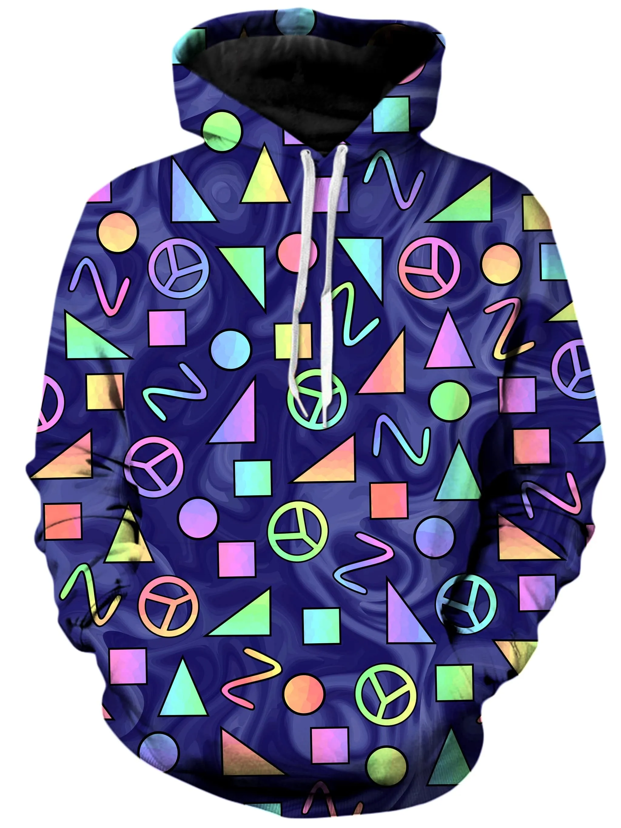 Retro Shapes Peace Symbols Blue Unisex Hoodie sold by iEDM