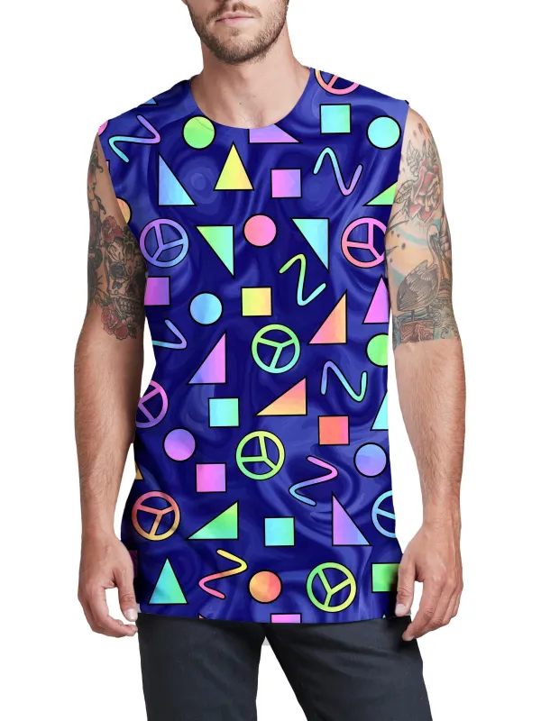 Retro Shapes Peace Symbols Blue Men's Muscle Tank sold by iEDM