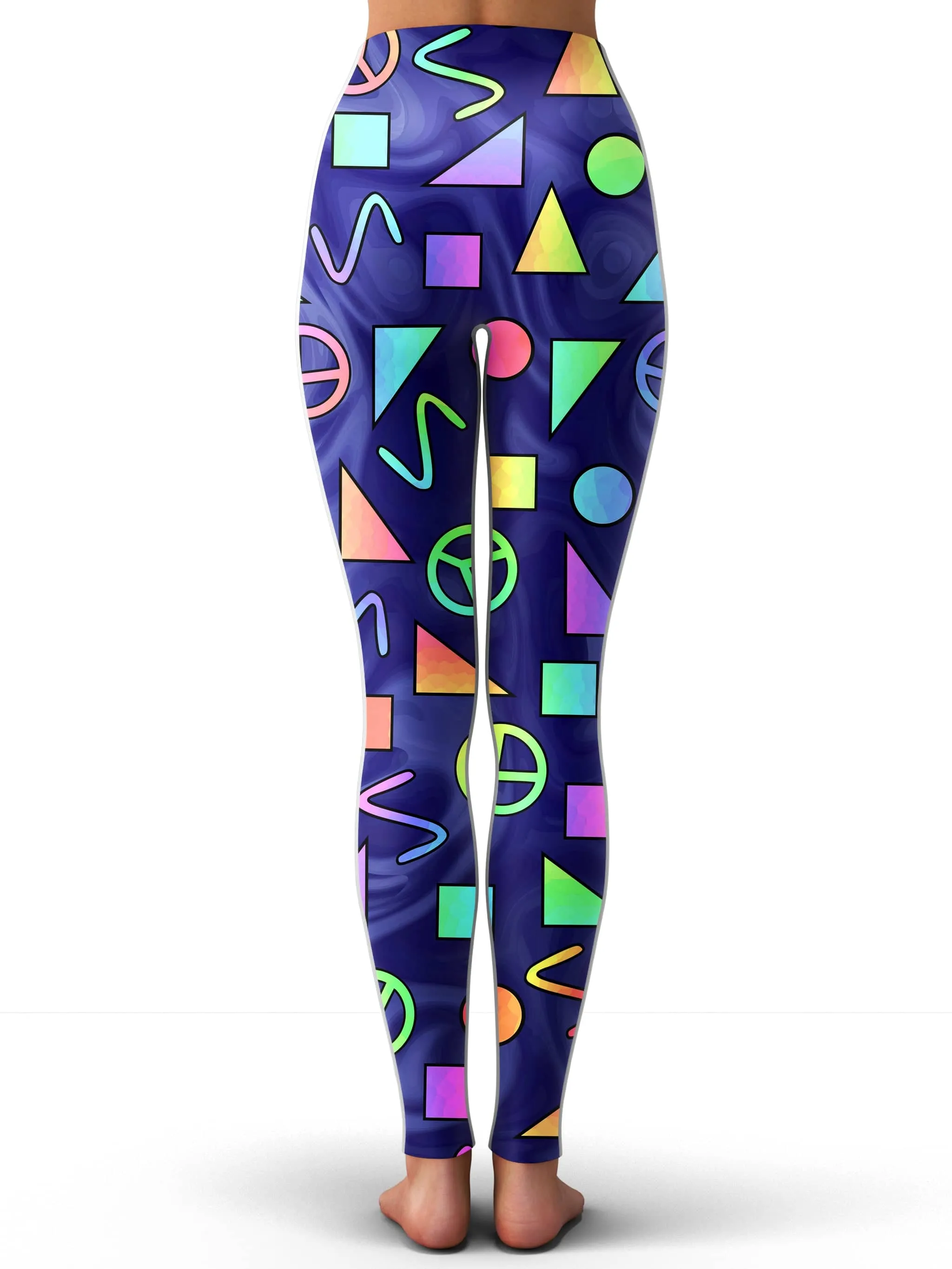 Retro Shapes Peace Symbols Blue Leggings sold by iEDM product image thumbnail 3