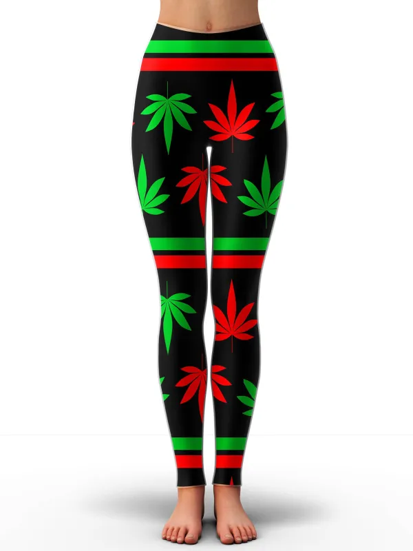 Red And Green Festive Bud Leggings sold by iEDM