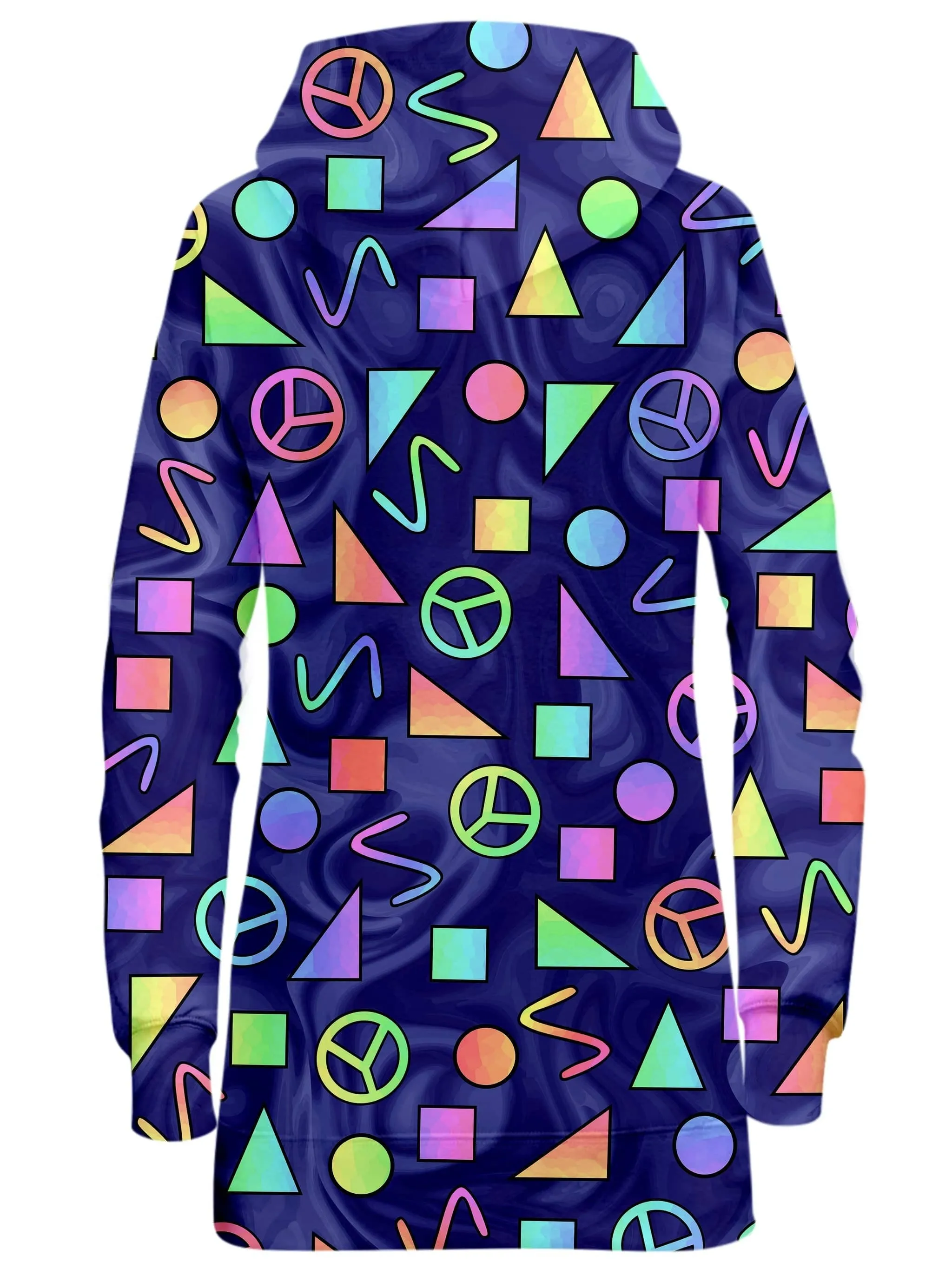 Retro Shapes Peace Symbols Blue Hoodie Dress sold by iEDM product image thumbnail 2