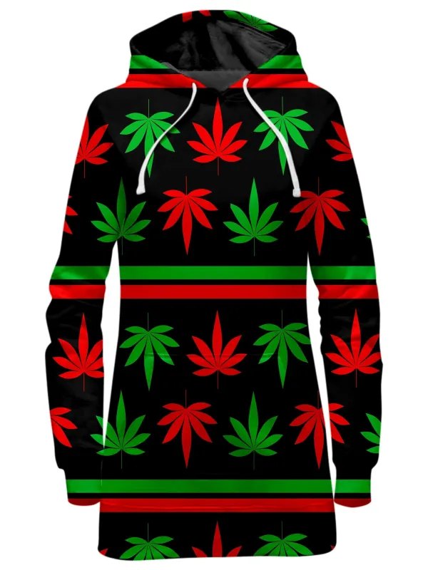 Red And Green Festive Bud Hoodie Dress sold by iEDM