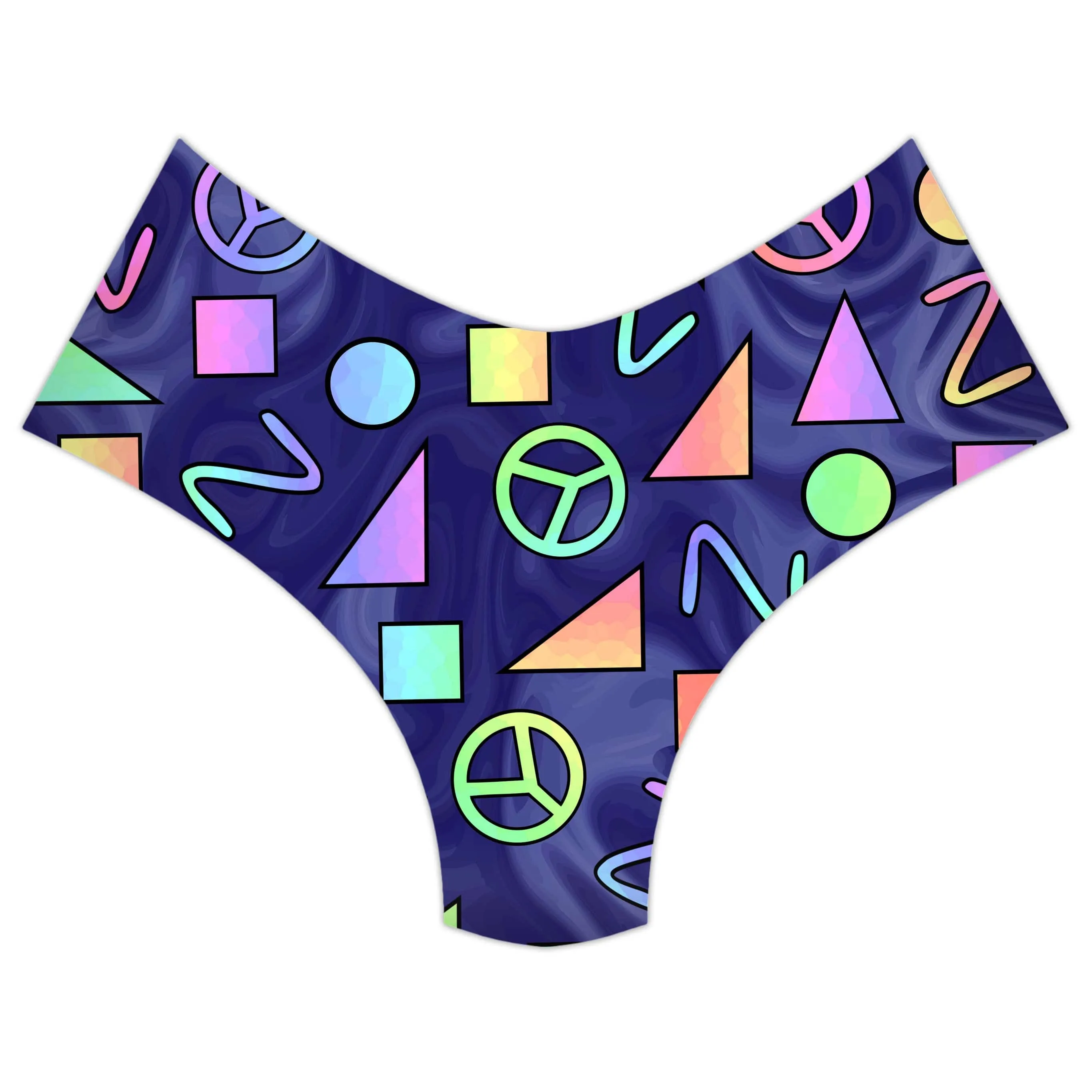 Retro Shapes Peace Symbols Blue Booty Shorts sold by iEDM product image thumbnail 3