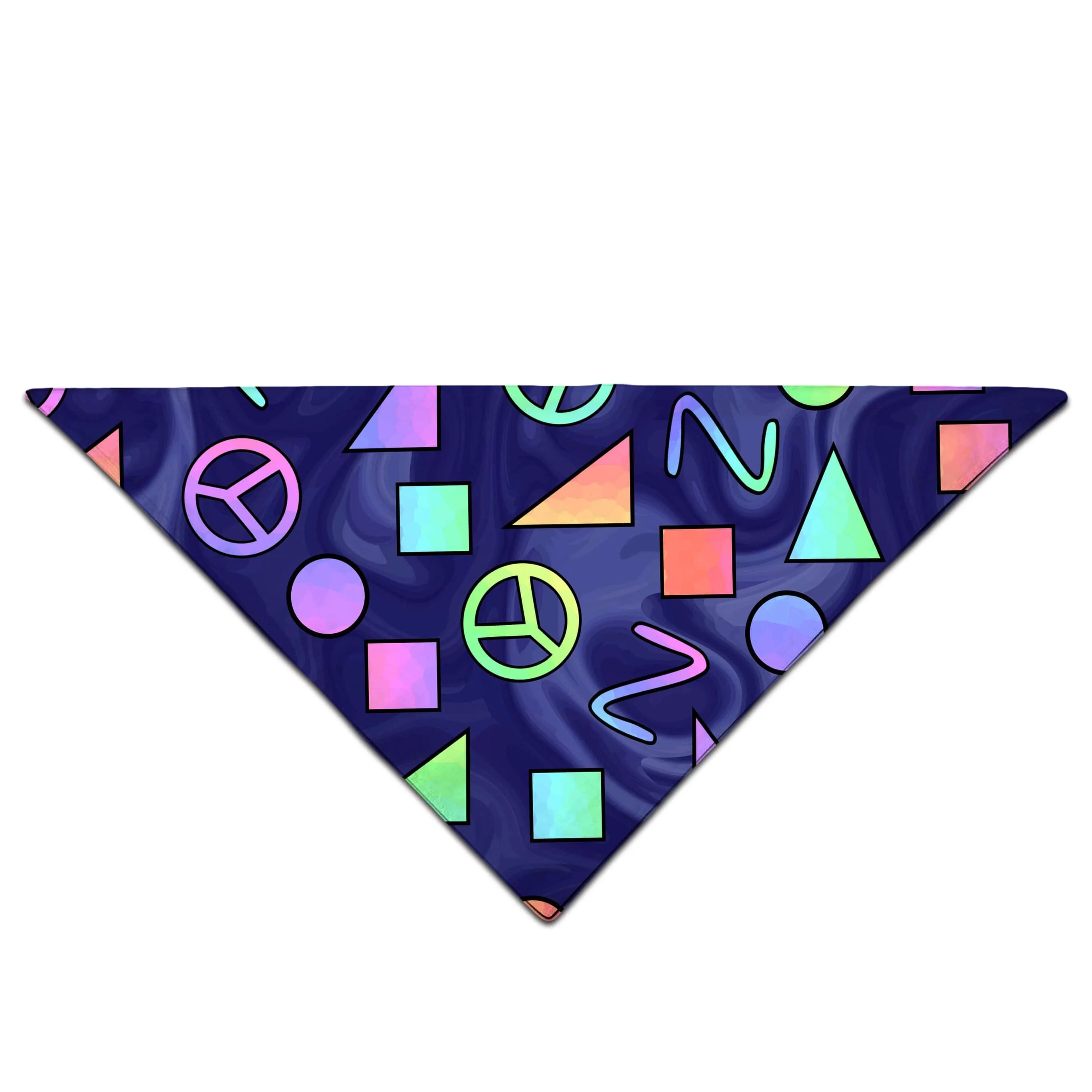 Retro Shapes Peace Symbols Blue Bandana sold by iEDM product image thumbnail 2