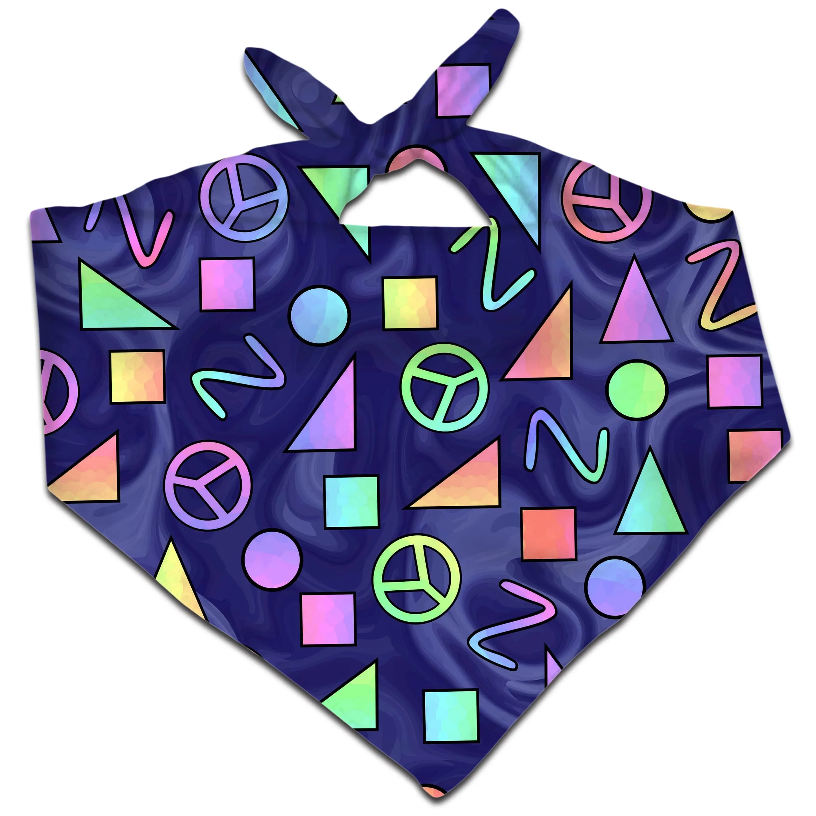 Retro Shapes Peace Symbols Blue Bandana sold by iEDM