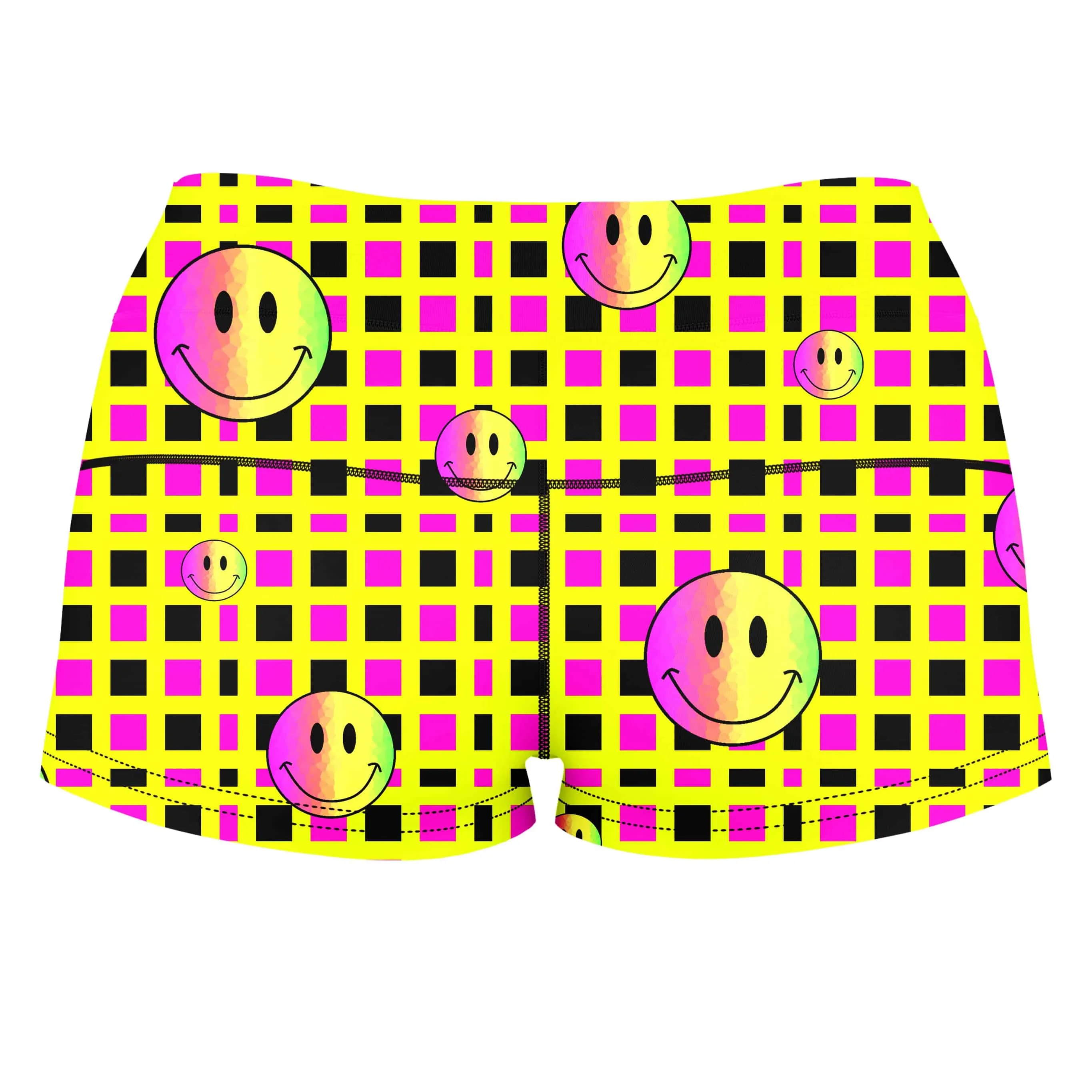 Happy Plaid High-Waisted Women's Shorts sold by iEDM product image thumbnail 2