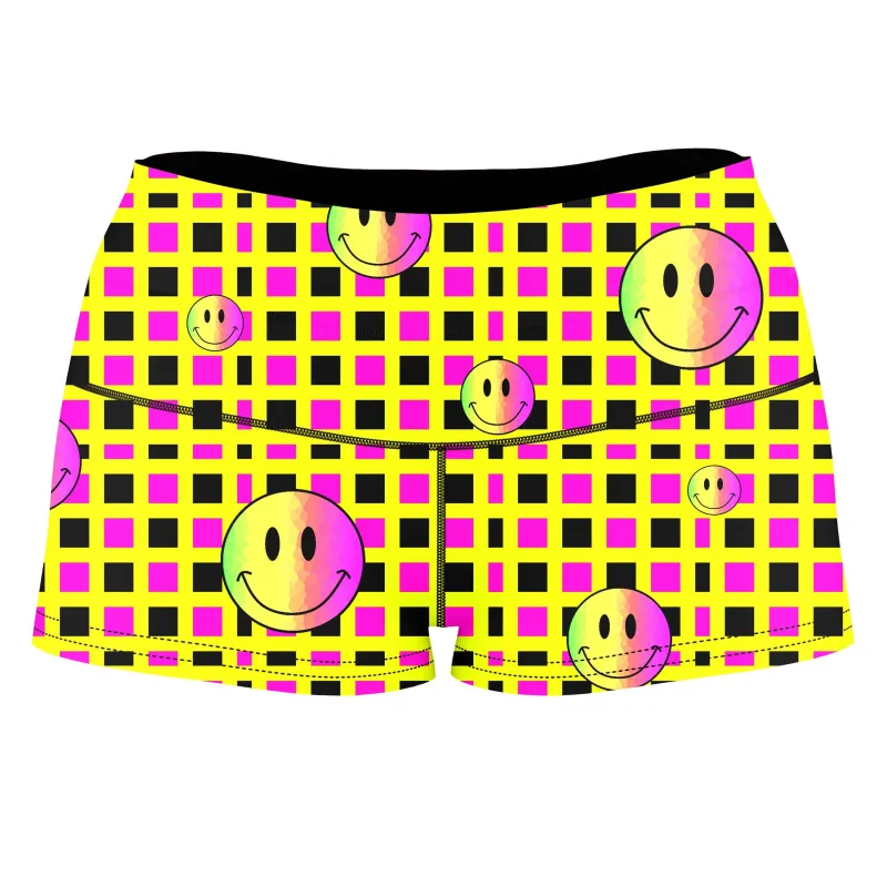 Happy Plaid High-Waisted Women's Shorts sold by iEDM