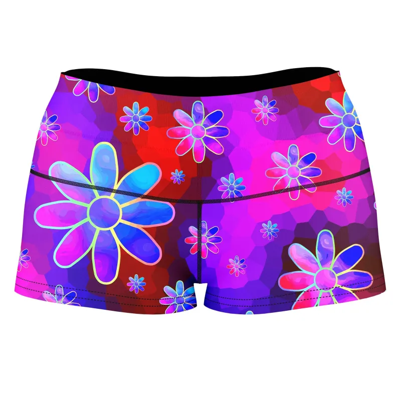 Floral Fantasy Abstract High-Waisted Women's Shorts sold by iEDM
