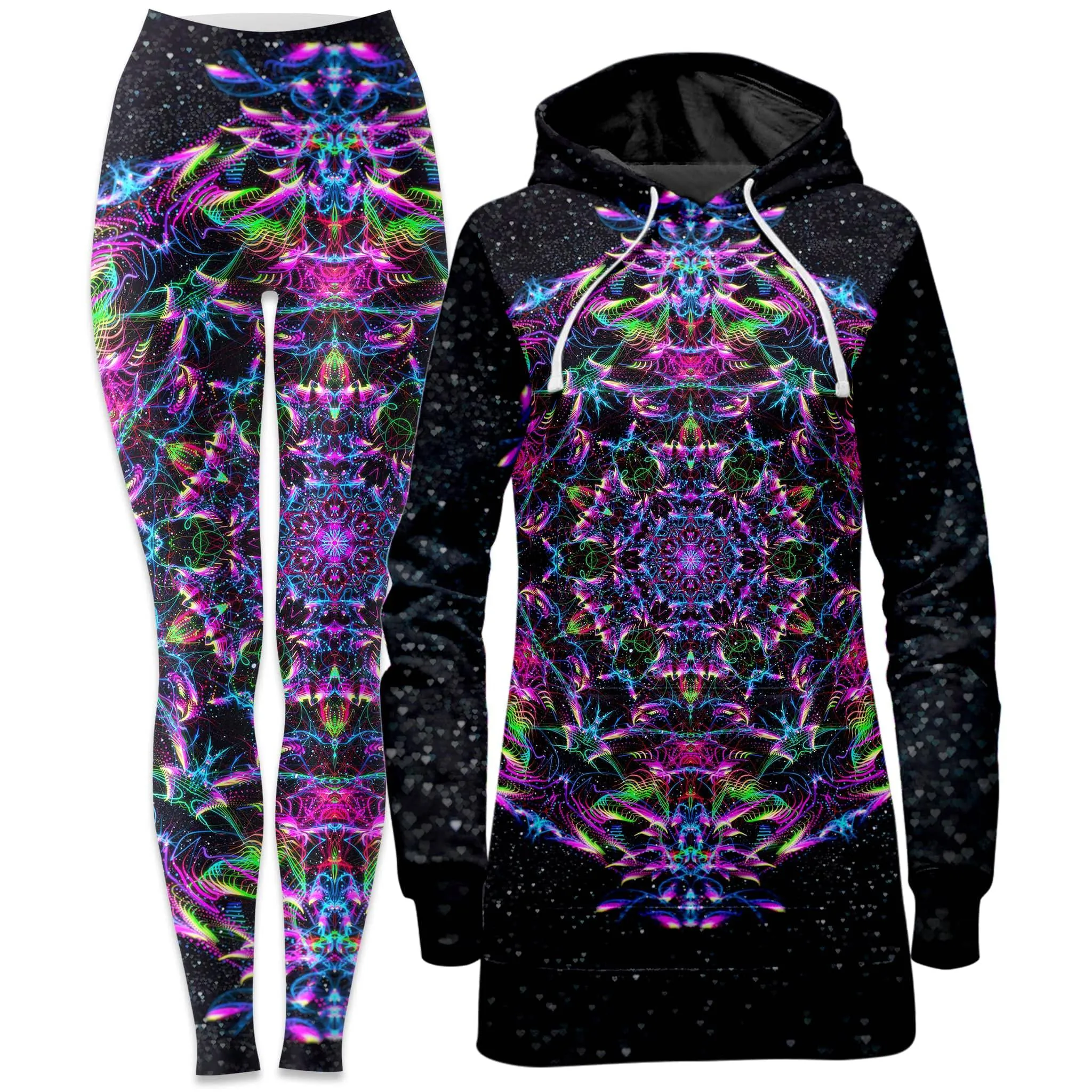Purp Geometric Hoodie Dress and Leggings Combo sold by iEDM