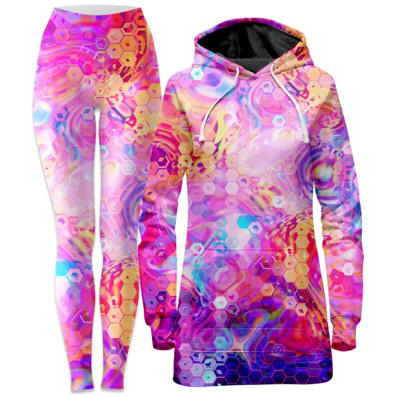 Purple Mirage Hoodie Dress and Leggings Combo sold by iEDM
