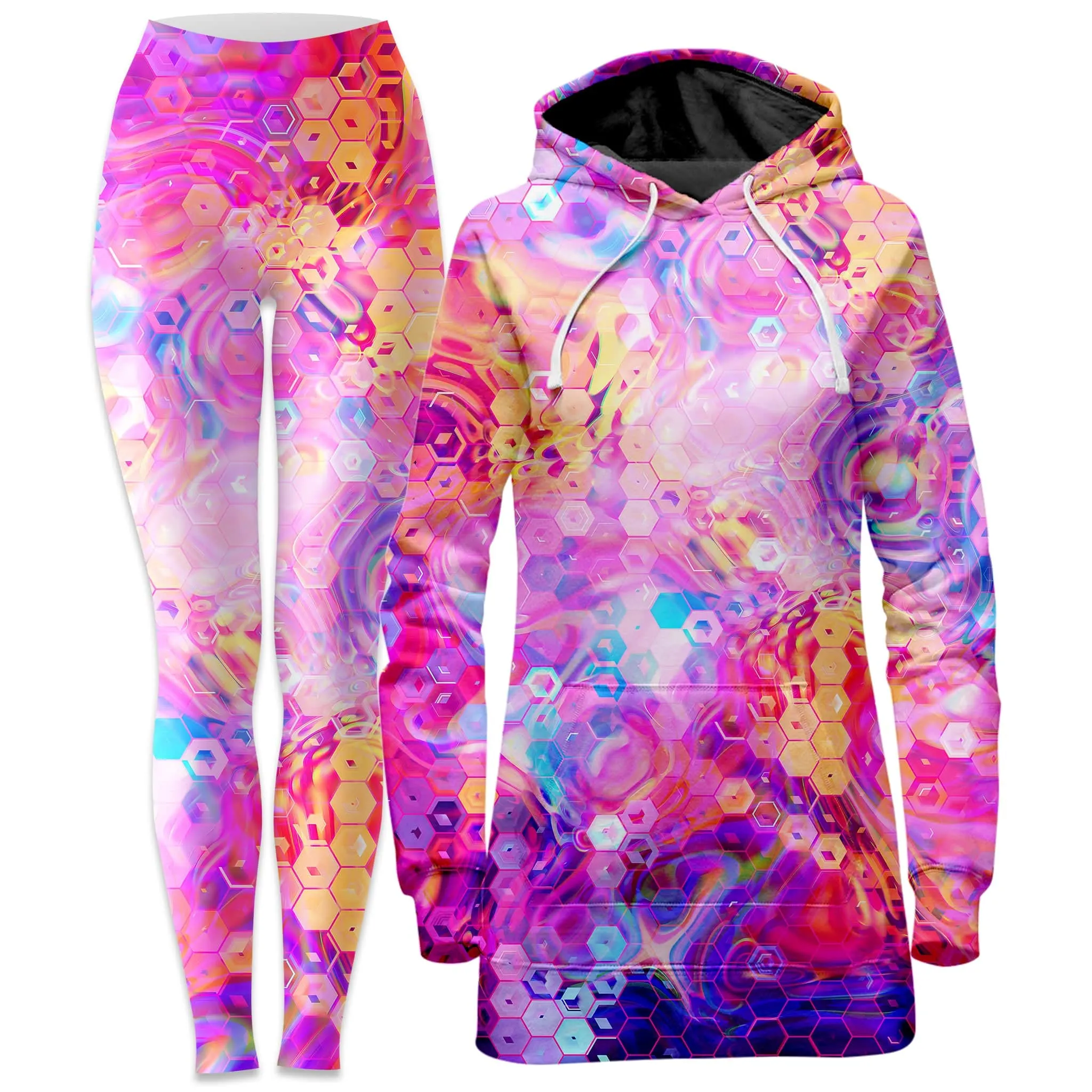 Purple Mirage Hoodie Dress and Leggings Combo sold by iEDM